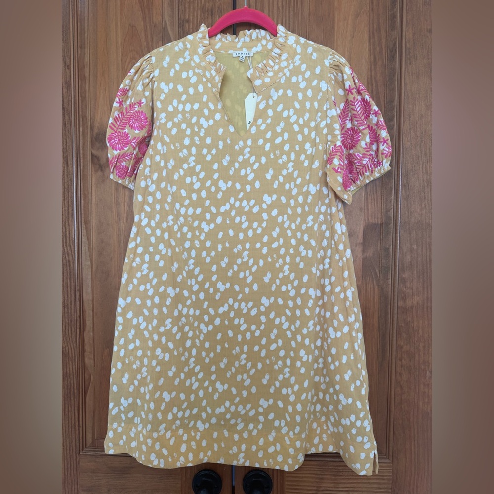 JODIFL Yellow and Pink Polka Dot Dress